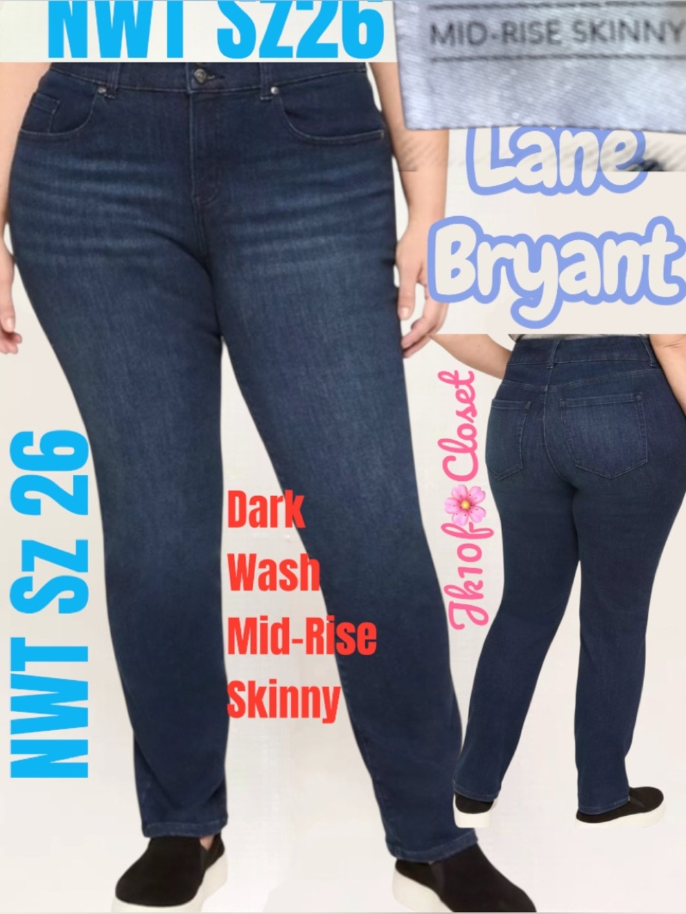 LOWEST PRICE🌸 NWT Lane Bryant Sz26 Dark Wash MID-RISE SKINNY JEANS-